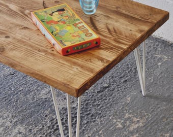 Industrial Coffee Table Reclaimed Wood Rustic Vintage Scaffold Wood Table Rustic Furniture COLOURED Steel Hairpin legs Bespoke Table