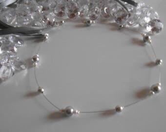 Simple and elegant bridal headband pearls grey and white