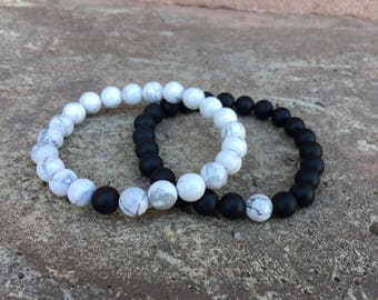 SINGLE Distance Bracelets - Send to 2 Addresses - Black & White - Long Distance - For Friendships/relationships/couples FREE U.S SHIPPING!