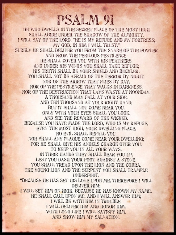 Psalm 91 poster. Printable psalm 91 poster. Large A2 bible