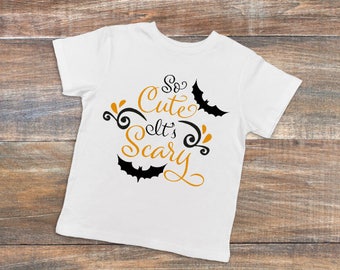 Youth Halloween Shirt, Toddler Halloween Shirt, So cute it's scary, Girly Halloween, Orange and Black, Bats, Cute Halloween Shirt, Custom