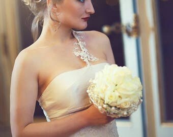 The long, silk wedding dress
