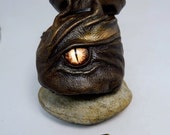 Brown Distressed Leather Dice Bag With a Stunning Hand Painted Dragons Eye . Holds up to 50 Dice..