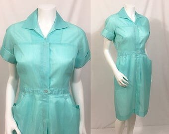 Back to School Sale 1950s Pennys Dacron Wash-n-Wear Dress, Vintage shirtwaist dress, Nurses Uniform