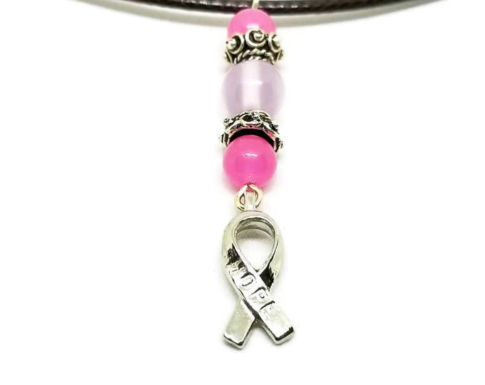 Breast Cancer Awareness Necklace, Pink Ribbon Jewelry, Awareness Ribbon Jewelry, Cancer Awareness, Pink Ribbon Necklace, Gift for Her