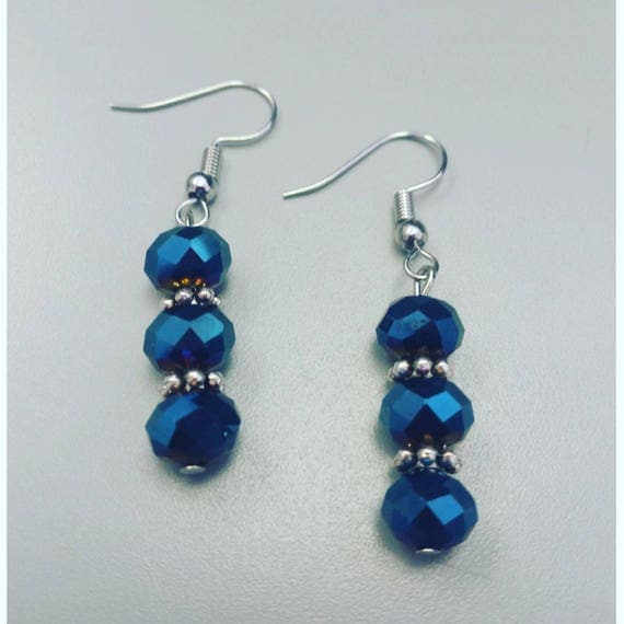 Shiny blue earrings bollywood earrings bollywood inspired