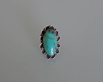 Sterling Silver Turquoise Ring, Vintage Native American Silver Turquoise Ring
