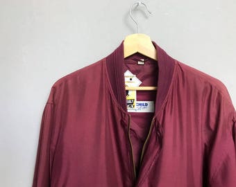 SCHILD C’EST CHIC • Silk • silk jacket • M • bomber jacket • bordeaux • jacket • vitnage jacket • summer jacket • silk blouson