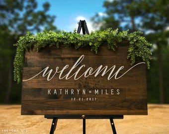 Custom Welcome to Our Wedding Sign, Large Rustic Wood Sign, Wood Welcome Sign, Wedding Gift, Custom Rustic Wedding Decor (GP1167)