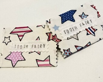 Tooth fairy envelope Mini envelope Tooth fairy gift Pink envelope Blue envelope Fabric envelope