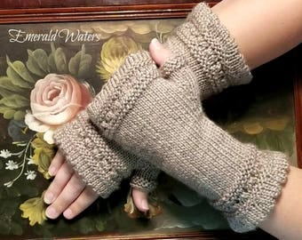 Fingerless Gloves, Knitted Gloves, Lace Fingerless Gloves, Gloves, Gray Fingerless Gloves, Gray Gloves