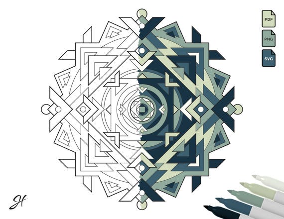 Coloring Page 002 Geometric Shapes Squares Circles