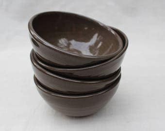 Anthracite Ceramic Bowls - Hand Thrown Pottery - Natural Clay - Ready to Ship