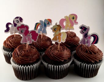My Little Pony Cupcake Toppers - Girls Party Decorations - My Little Pony Party Cupcakes - My Little Pony Cupcake Toppers - MLP Party