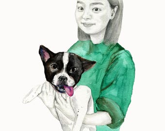 customise portrait painting, customise pet painting, watercolor original painting