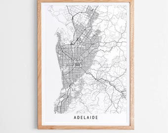 Adelaide Map Print - Minimalist Map / Australia / City Print / Australian Maps / Giclee Print / Poster / Framed