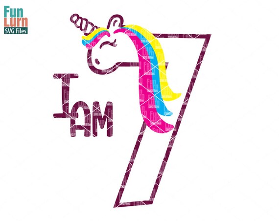 Download Unicorn Birthday svg Seventh Birthday I am Seven Seven svg