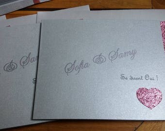 Silver Rose glitter wedding invitation