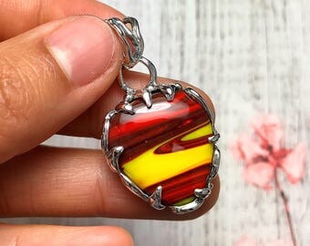 Colorful Rosarita Sterling Silver Lost Wax Pendant Necklace
