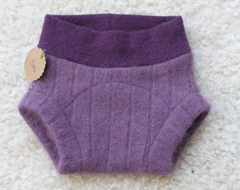 Small Wool Blend Diaper Cover in Grape Purple