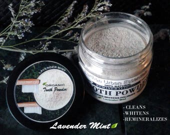 LAVENDER MINT Tooth Powder:Organic,Teeth Whitening, Remineralizing, Natural Tooth powder, Kid-safe, Vegan, Flouride Free,Tooth Polish