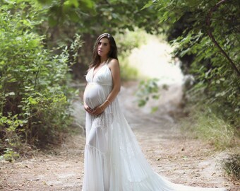 Baby Shower Dress, White Maternity Dress, photo shoot dress, pregnancy dress,pregnancy clothing, plus size dress, beach wedding dress, gown