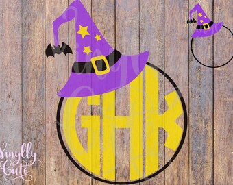 SVG - Witch Hat Monogram Frame - Digital File Only - svg , png , jpg - Halloween SVG