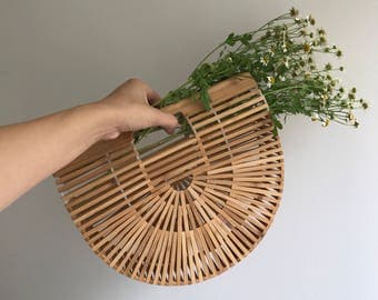 Ark Bag 100% Bamboo Structural Summer Straw bag : Baskets Backpack French market basket, Beach Bag, Straw bag