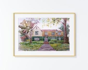 Original Watercolor Painting,Watercolor Painting,landscape,San Antonio, W Elsmere Pl