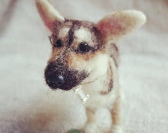 Custom Needle Felted Pet Portrait pet sculpture - Alsation cross- Handmade by Daisy Cottage Craft