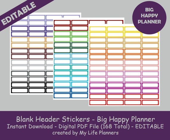 Download Planner Header Stickers Blank Editable Printable Stickers