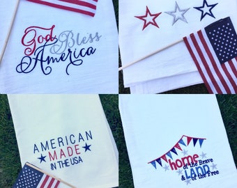 Patriotic Designed Tea Towels, MixUPick - Add Note, Choose from a set of 3 or A Single towel