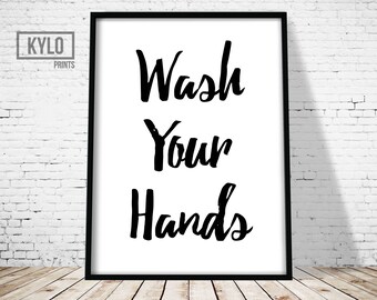 Bathroom Print, Wash Your Hands Print, Typography Print, Printable Art, Bathroom Printable, Bathroom Decor, Bathroom Art, Home Decor, Art