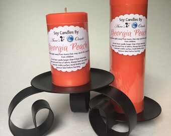 Georgia Peach Scented Soy Wax Pillar Candles