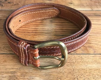 1980's Geoffrey Beene Italian Brown Leather Belt