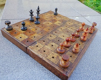 Antique Wooden Travel Chess Set Remains USSR Soviet Vintage Pocket Game For Spare Antique Wooden Travel Chess Set Remains USSR Soviet Vintage Pocket Game For Spare