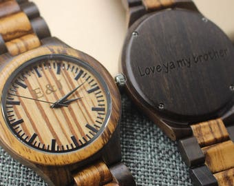 Mens Personalized Watch Husband Gift Mens Wooden Watch Mens Wood Watches Gifts for Him Mens Gift Boyfriend Gift Father Gift from Daughter