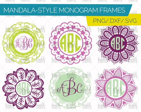 Download Mandala Monogram Cut File 6 frames included Monogram frame