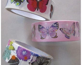 Lot de 3 Rouleaux de ruban adhésif - PAPILLON