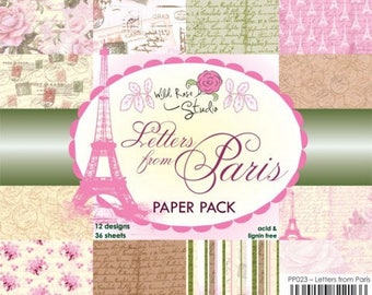 two pockets 15.2 36 papers x 15.2 cm Wild Rose LETTERS FROM PARIS