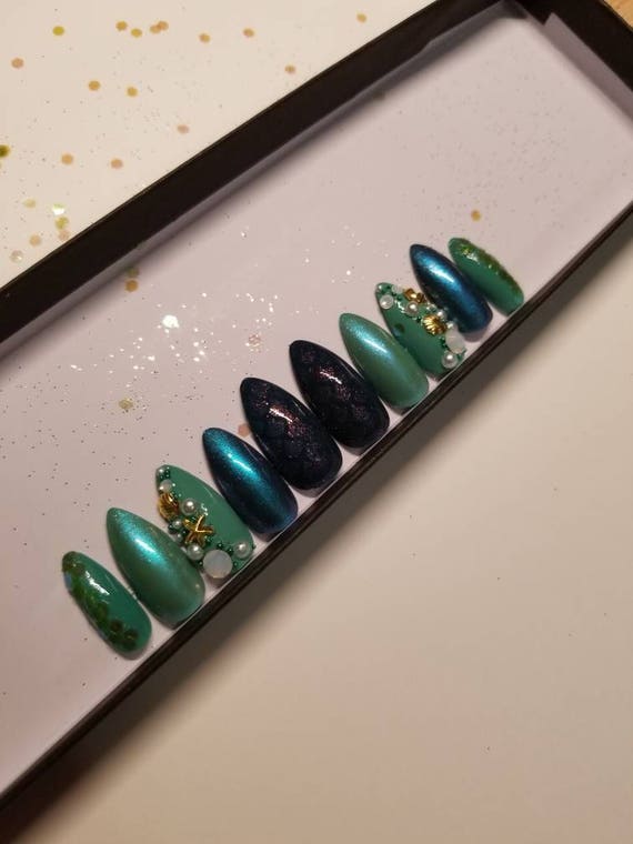 Mermaid Nails Fake nails Custom Nails Press on Nails
