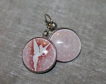 Pink Bell - Stud Earrings in silver tone metal.