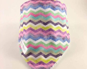 Bandana - Zig Zag Rainbow terrycloth bib white