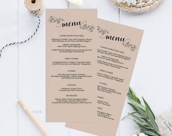 Menu Template Etsy