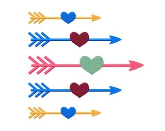 11 SIZES! Arrow Heart Embroidery Designs Monogram Designs Embroidery PES Digital Machine Embroidery - Instant Download