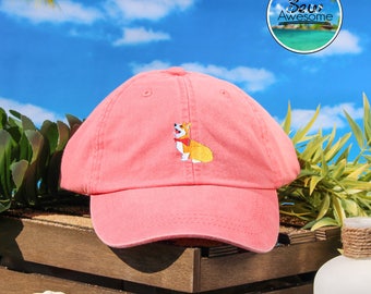 Sitting Corgi Embroidered Baseball Hat, Corgi Lover Gift Hat,Cute Gift, Choose Your Own Color Hat, Customized Hat, Low Profile Hat, Dad Hat