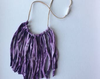 Fringe necklace , hand dyed frine necklace , boho fringe necklace