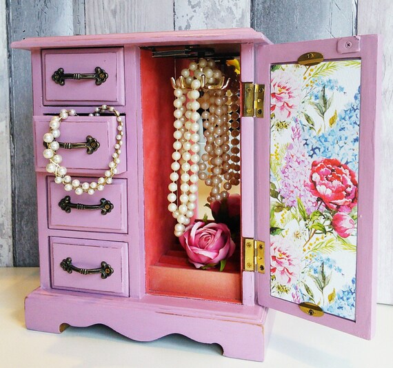 Vintage jewelry box upcycled jewelry box painted jewelry