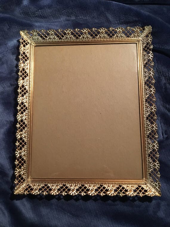 8x10 Brass/Gold Tone Metal Picture Frame Hollywood Regency