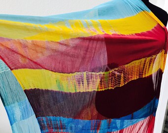 Multicolor Batik Shibori Chiffon Dupatta/Scarf/Veil/Sarong/ Women's Hijab